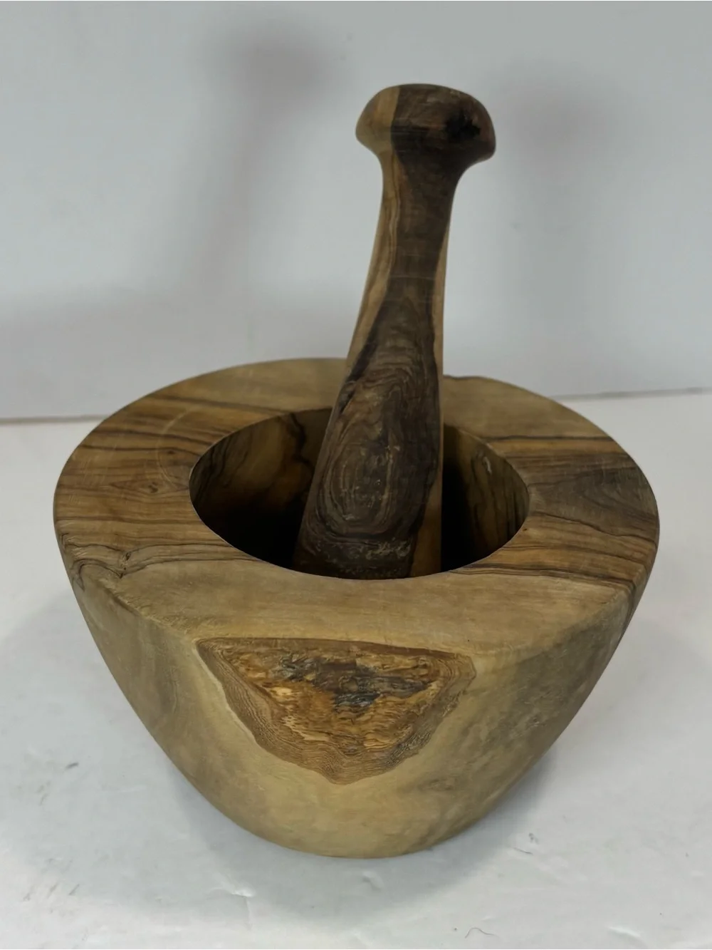 Vintage Wooden Mortar and Pestle Kitchen Tool Decor Farmhouse Natural Wood 5”